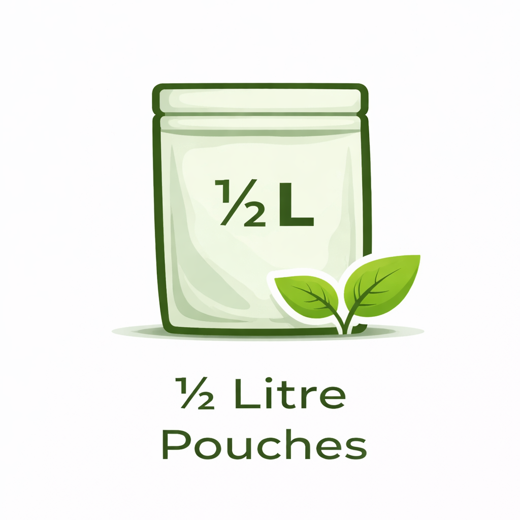 Half litre compostable pouches for liquid and food packaging